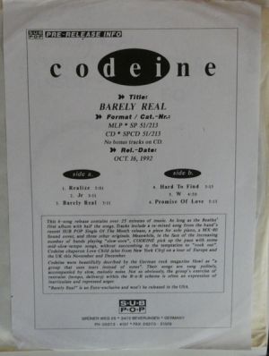 Codeine - Barely Real (1992)