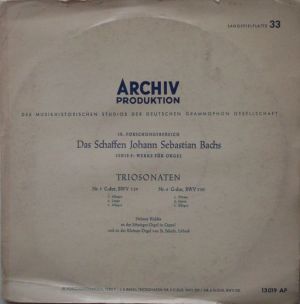 Johann Sebastian Bach / Helmut Walcha - Triosonaten Nr. 5 C-Dur, BWV 529 / Nr. 6 G-Dur, BWV 530 (1954)