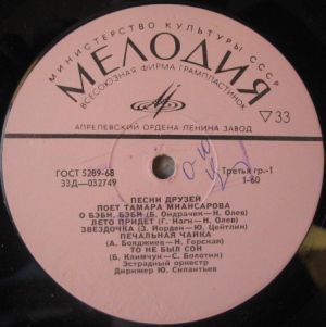 Иосиф Кобзон / Тамара Миансарова - Песни Друзей (1972)