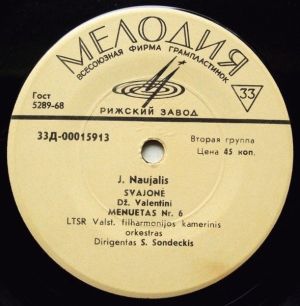 J. Naujalis / Dž. Valentini / R. Vagneris - Svajonė / Menuetas Nr. 6 / Adagio